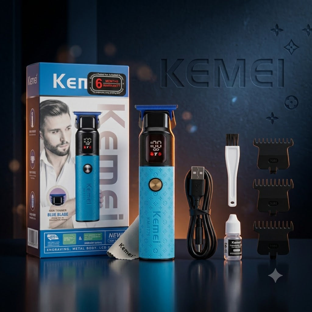 Kemei KM-1779 Professional Hair Trimmer | Premium Blue Blade Luxury Edition